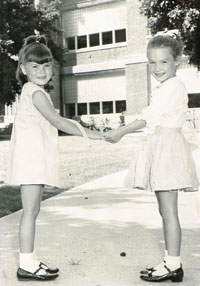 Photo of girls on first day of first grade